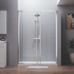 ETAL  Framed Rectangular Sliding Shower Door Satin Chrome 1390mm x 1900mm