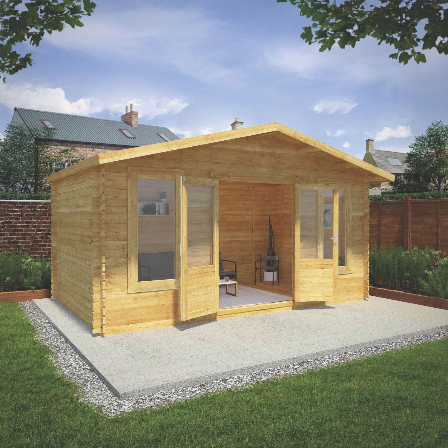 Mercia Retreat 16' x 9 ' 6" (Nominal) Apex Timber Log Cabin (666YL)