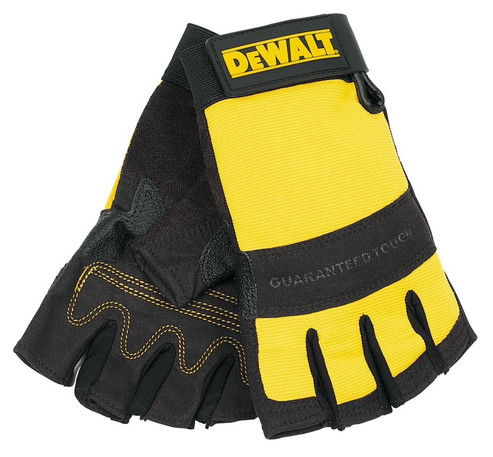 DeWalt Performance DPG23L Fingerless Gloves Black Yellow Large Screwfix