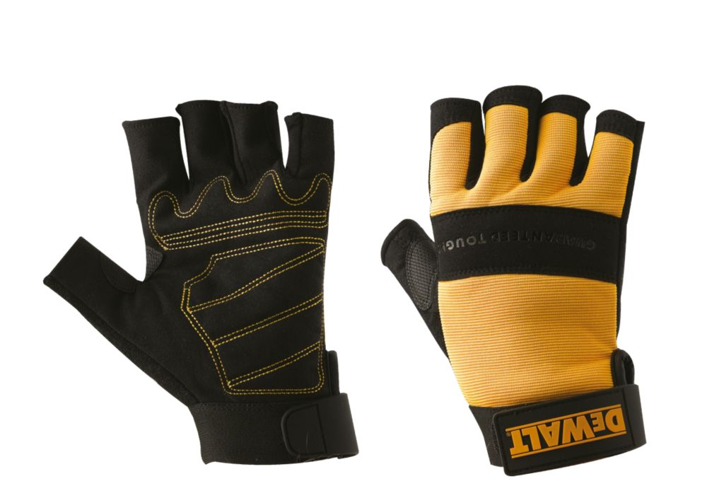 DeWalt Performance DPG23L Fingerless Gloves Black Yellow Large Screwfix