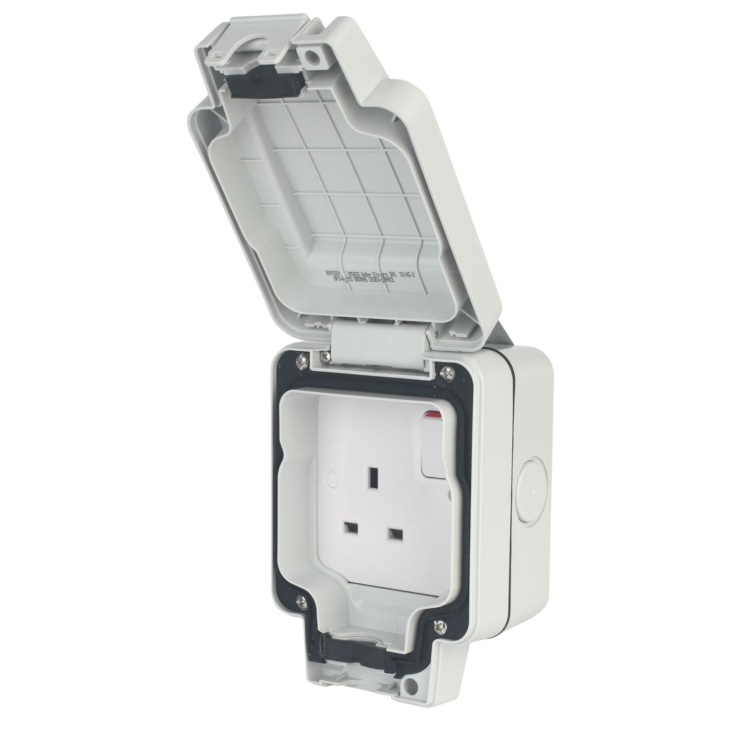 Hager Sollysta WXPSS81 IP66 13A 1-Gang 2P+E Weatherproof Outdoor Switched Socket (667AM)