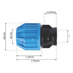 Flomasta  MDPE Female Adaptor 25mm x 1"
