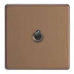 Varilight  10A 1-Gang 2-Way Light Switch  Brushed Bronze