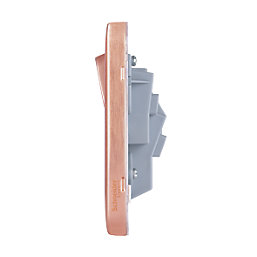 Schneider Electric Lisse Deco 13A 1-Gang DP Switched Socket Copper with LED with White Inserts
