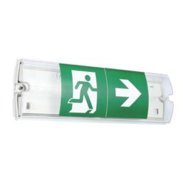 Sylvania LiFeSafe Indoor & Outdoor Maintained or Non-Maintained Emergency Rectangular LED Bulkhead Light with Exit Arrows White 3W 165lm