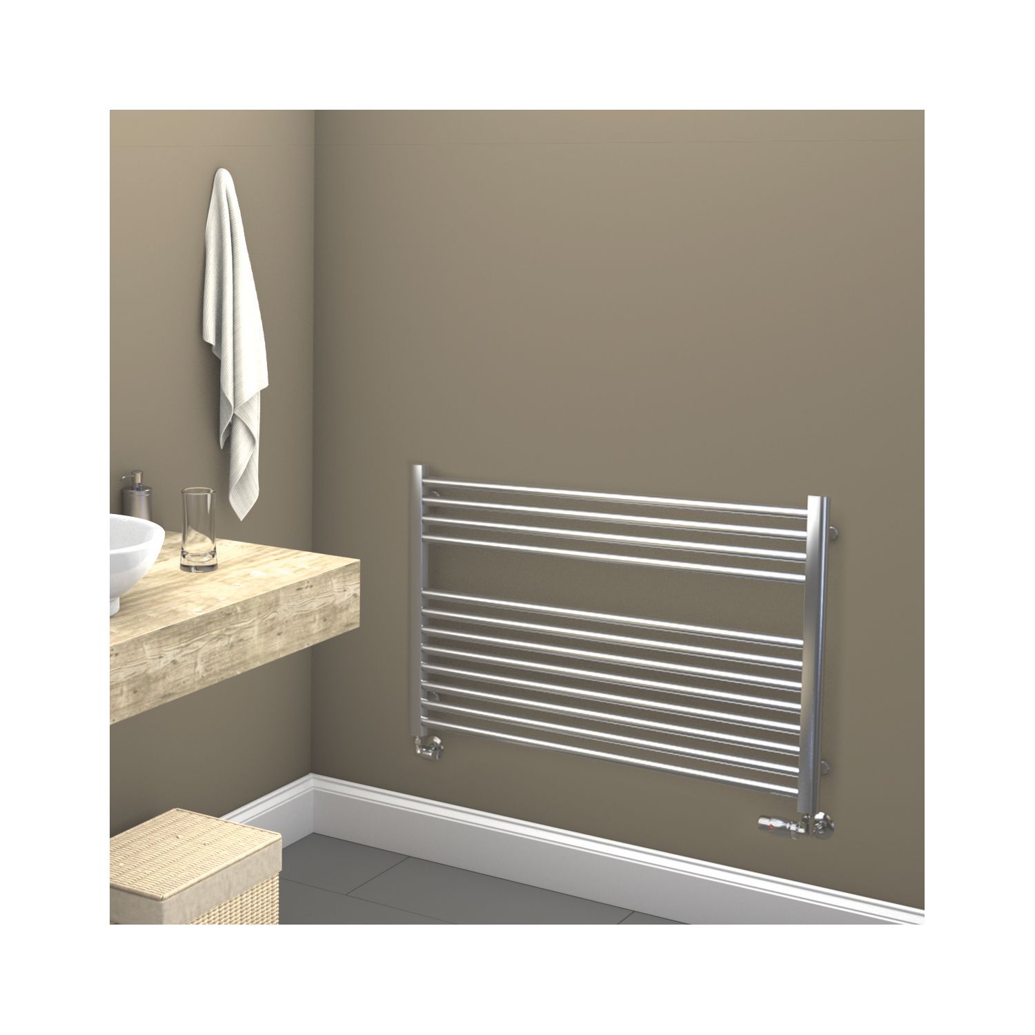 Towelrads 800mm x 1000mm 1645BTU Chrome Flat Towel Radiator (667RY)