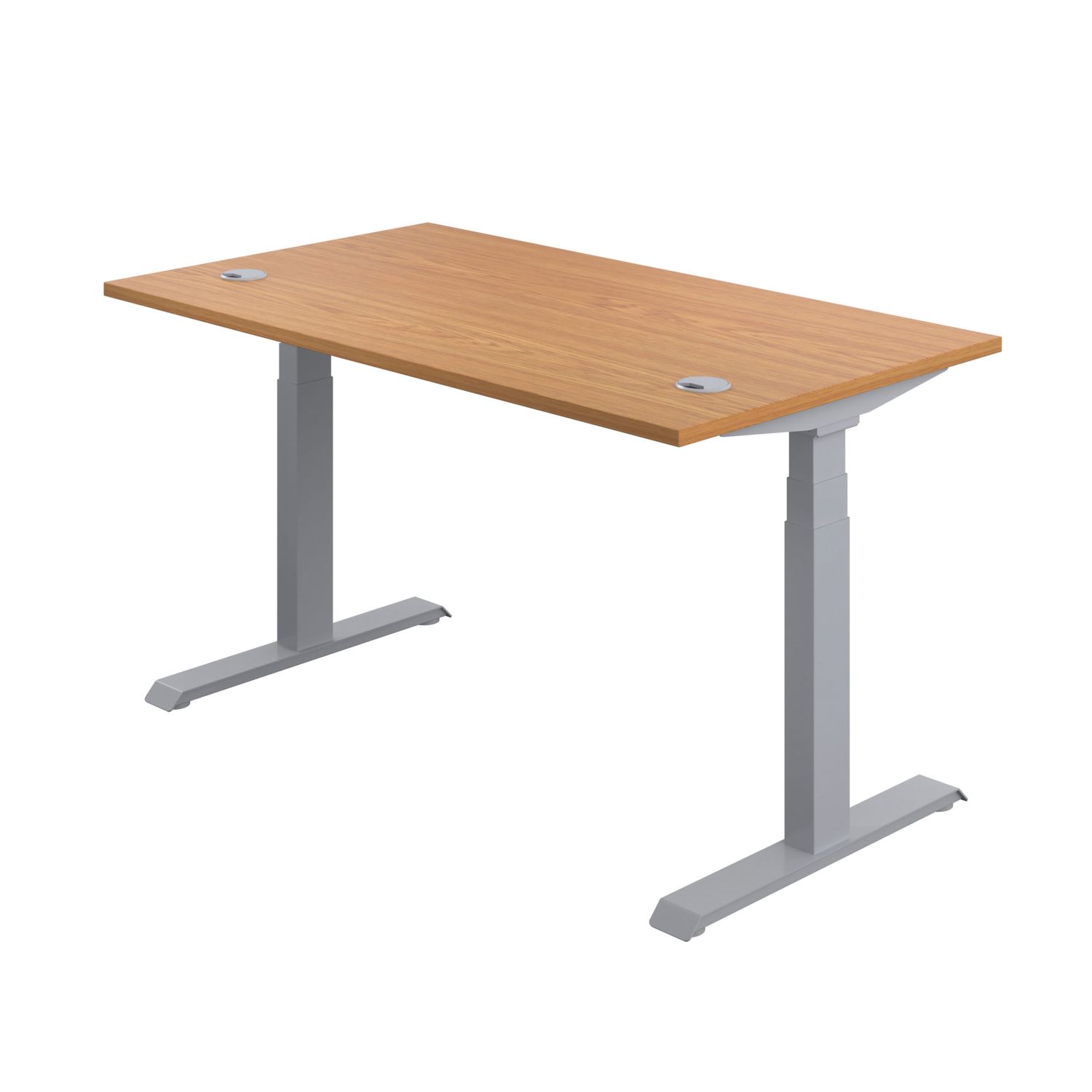 TC Group Economy Back To Back Powered Rectangular Sit Stand Desk Nova Oak/Silver 1800mm x 0.62-1.28m (667TT)