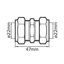 Flomasta  Brass Compression Equal Couplers 22mm 2 Pack