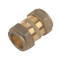 Flomasta  Brass Compression Equal Couplers 22mm 2 Pack