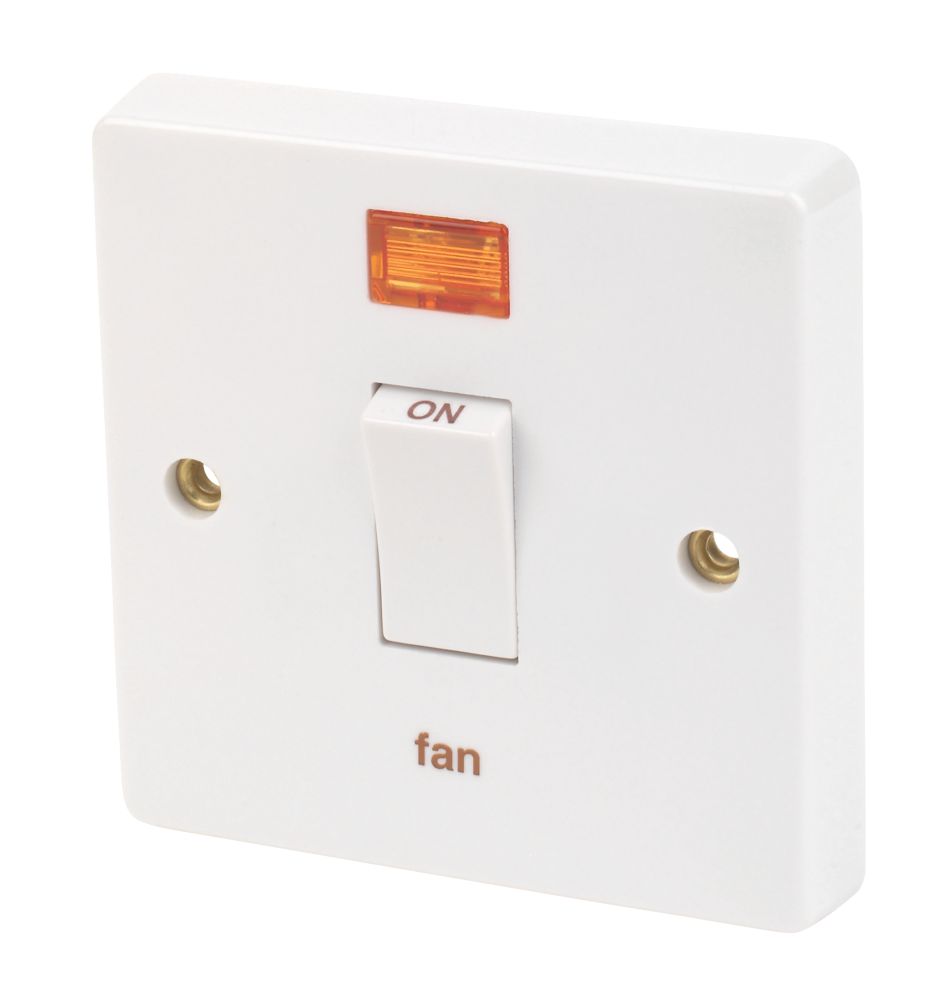 Crabtree Capital 20A 1-Gang DP Fan Isolator Switch White with Neon