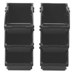 Bunker Load-Up Stack Storage Bins 1.00Ltr Black 6 Piece Set