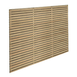 Forest  Double-Slatted  Garden Fence Panel Natural Timber 6' x 5' Pack of 3