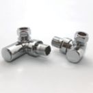 Towelrads  15mm x 1/2" Chrome Corner Designer Manual Radiator Valve & Lockshield  2 Pack