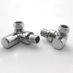 Towelrads  15mm x 1/2" Chrome Corner Designer Manual Radiator Valve & Lockshield  2 Pack