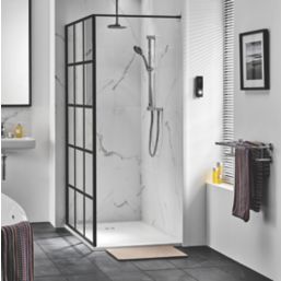 Triton Neo  Framed Grid Showerwall  Black 900mm x 2000mm