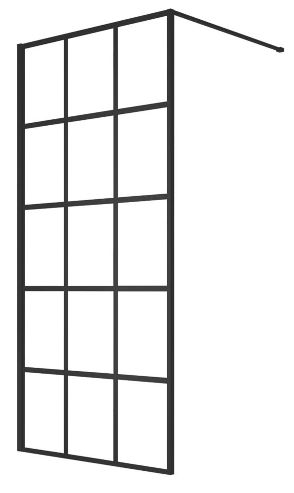 Triton Neo  Framed Grid Showerwall  Black 900mm x 2000mm