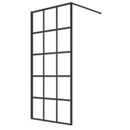 Triton Neo  Framed Grid Showerwall  Black 900mm x 2000mm