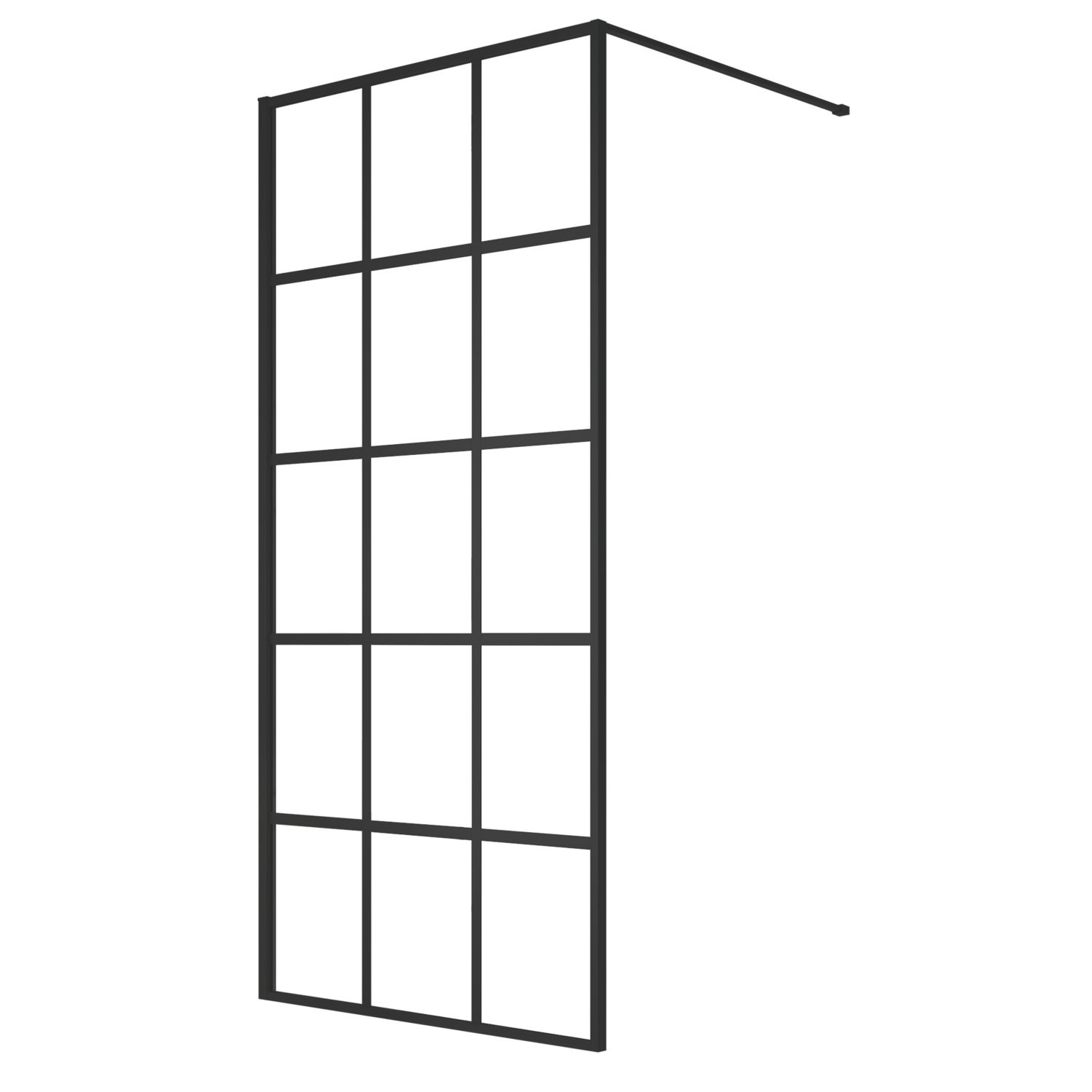 Triton Neo Framed Grid Showerwall Black 900mm x 2000mm (668TK)