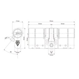 Smith & Locke Fire Rated 3 Star Diamond Double Cylinder Lock 35-35 (70mm) Polished Brass