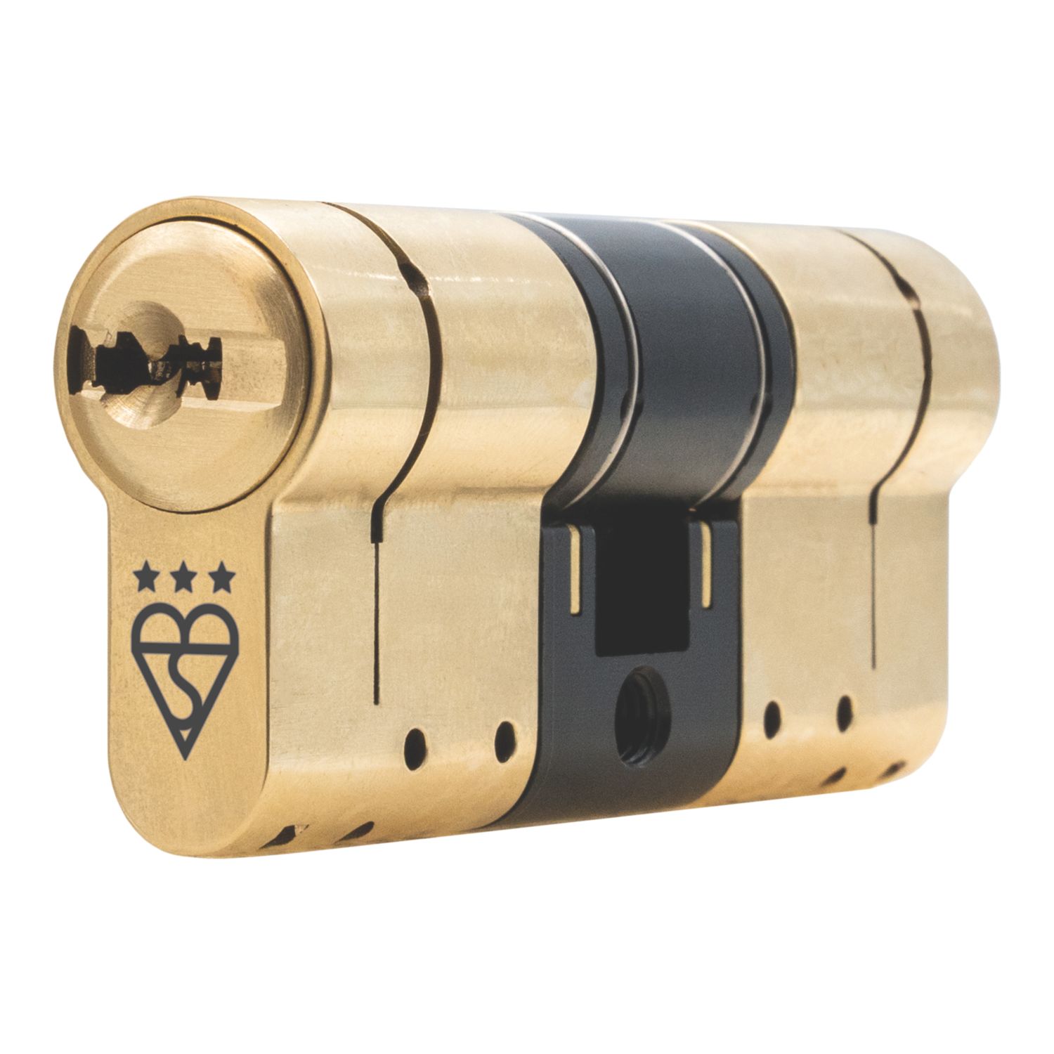 Smith & Locke Fire Rated 3 Star Diamond Double Cylinder Lock 35-35 (70mm) Polished Brass (668YL)