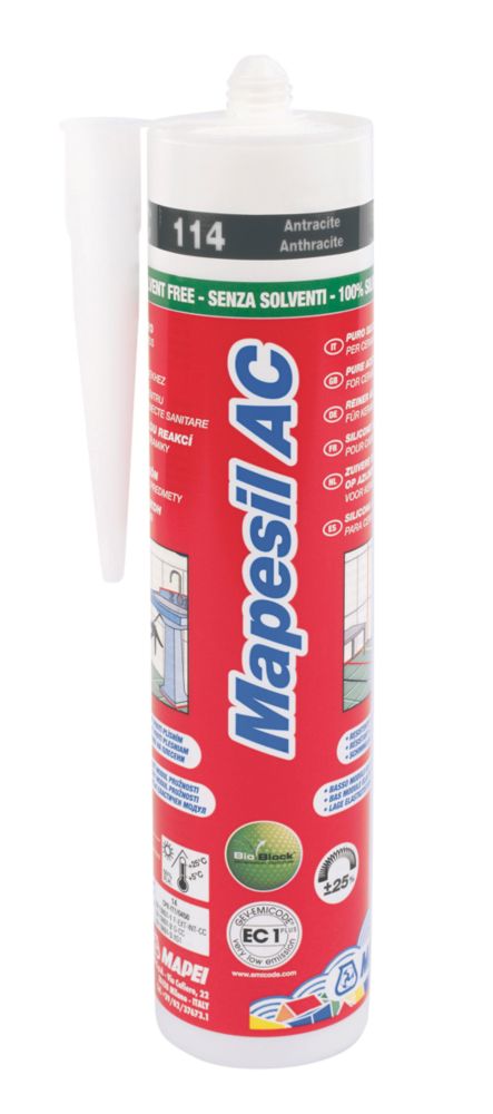 Mapei Mapesil AC 114 Solvent-Free Silicone Sealant Anthracite 310ml