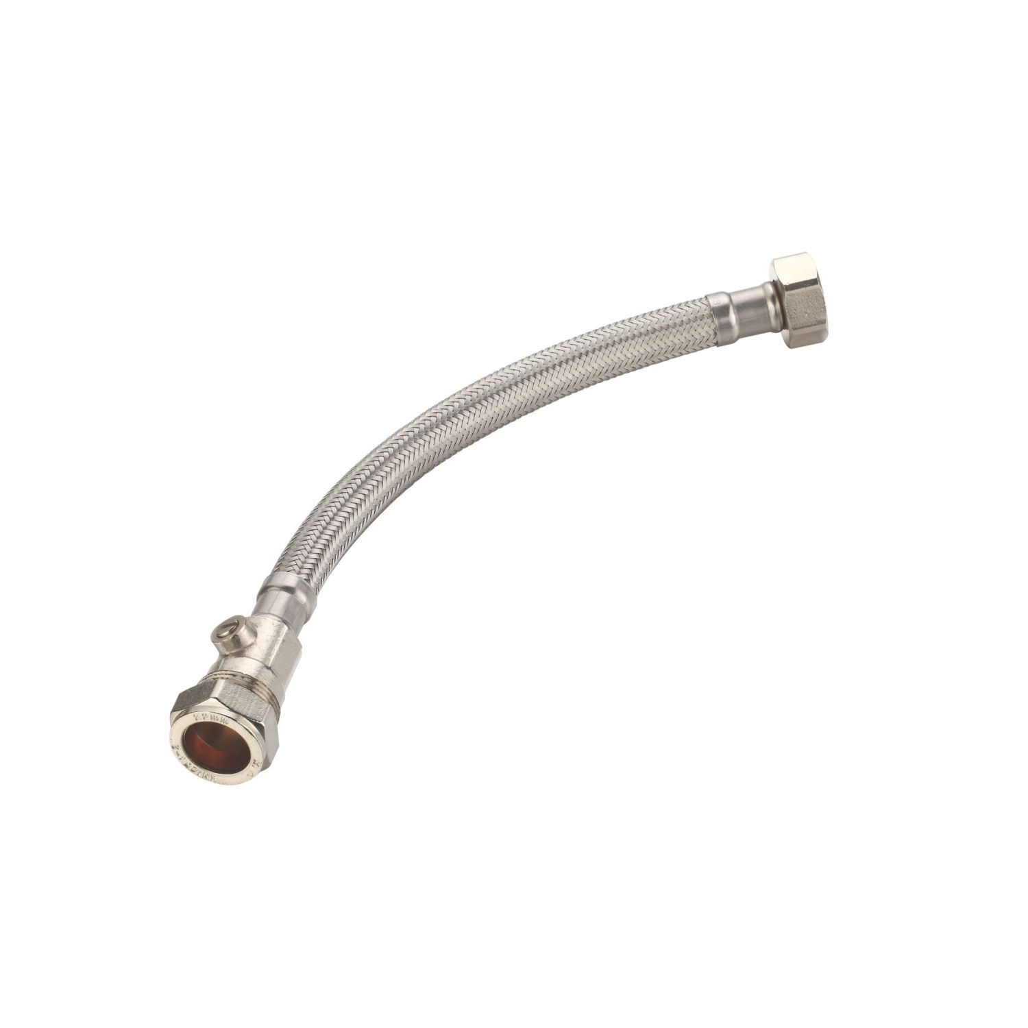 Essentials Flexible Tap Connector with Valve 22mm x 3/4" x 300mm (6694G)