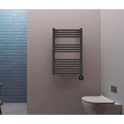 TCP 800mm x 500mm 1700BTU Black Flat Electric Towel Radiator