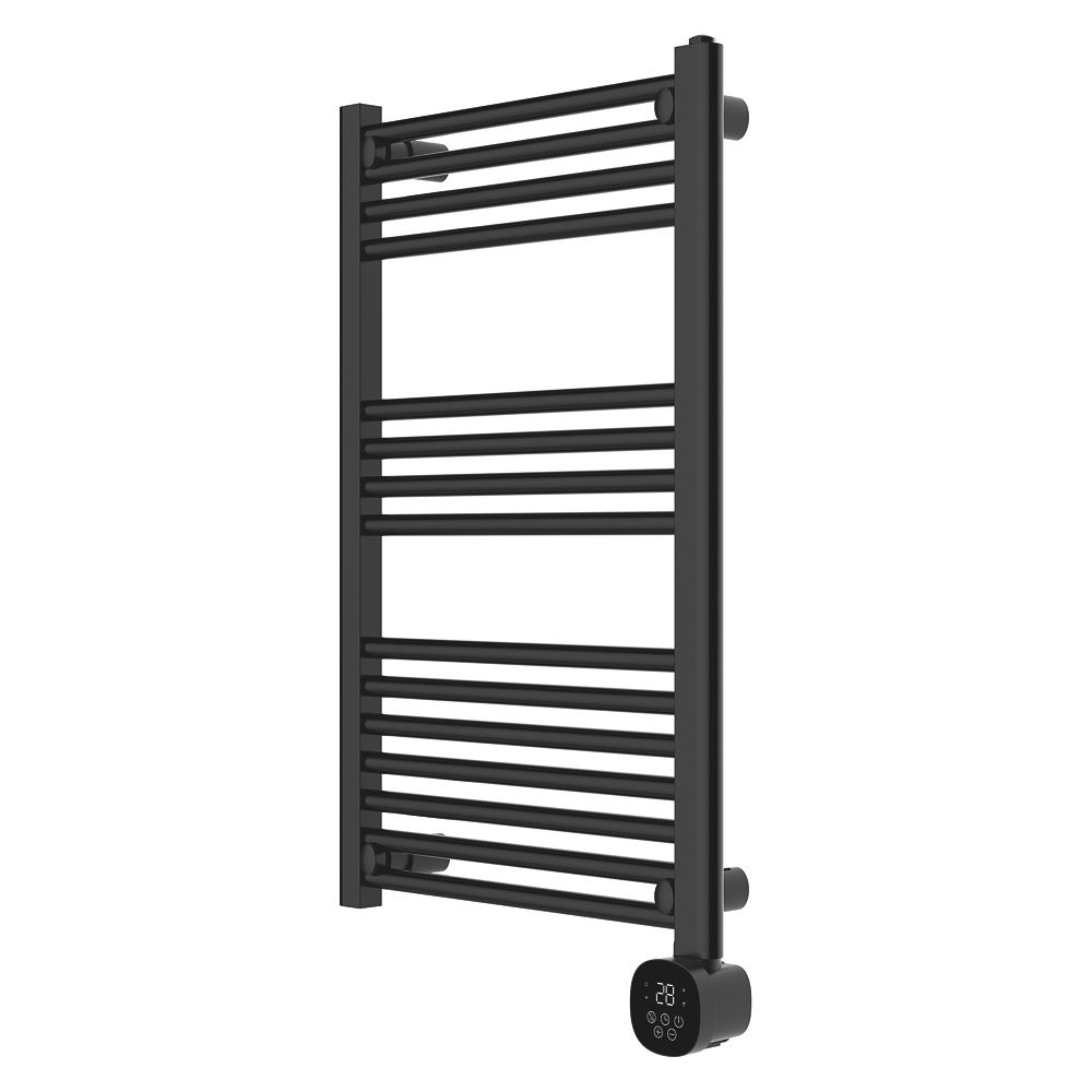 TCP 800mm x 500mm 1700BTU Black Flat Electric Towel Radiator - Screwfix