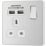 British General Evolve 13A 1-Gang SP Switched Socket + 2.1A 10.5W 2-Outlet Type A USB Charger Brushed Steel with White Inserts