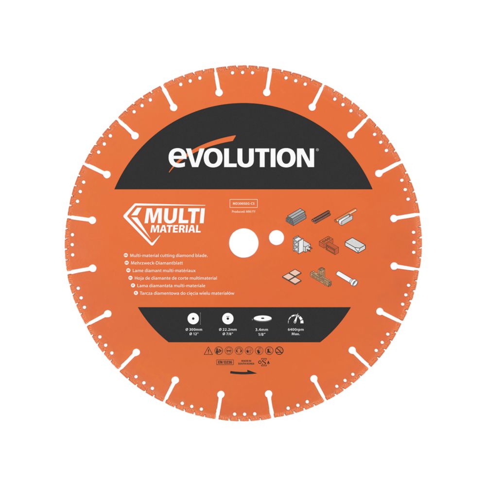 Evolution MD300SEGCS MultiMaterial Segmented Diamond Blade 300mm x 22