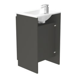 Newland  Double Door Floor Standing Vanity Unit with Basin Matt Midnight Mist 500mm x 450mm x 840mm