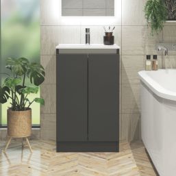 Newland  Double Door Floor Standing Vanity Unit with Basin Matt Midnight Mist 500mm x 450mm x 840mm