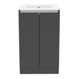 Newland  Double Door Floor Standing Vanity Unit with Basin Matt Midnight Mist 500mm x 450mm x 840mm