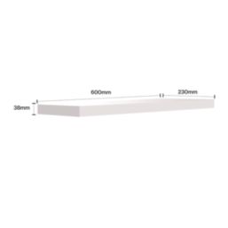 RB UK White Floating Shelf 600mm x 235mm x 38mm