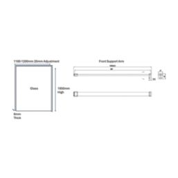 Palermo  Semi-Framed Showerwall Glass Chrome 1200mm x 1950mm