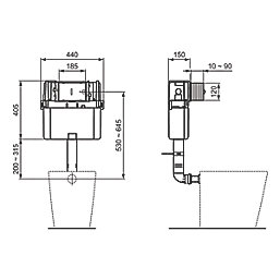 Ideal Standard ProSys 150 Mechanical Dual-Flush Cistern 6Ltr