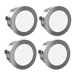 Sensio Stellar Pro Recessed or Surface-Mounted Round LED Plinth Skirting Board Lights Brushed Steel 6W 60lm 4 Pack