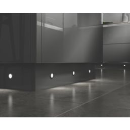 Sensio Stellar Pro Recessed or Surface-Mounted Round LED Plinth Skirting Board Lights Brushed Steel 6W 60lm 4 Pack
