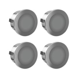 Sensio Stellar Pro Recessed or Surface-Mounted Round LED Plinth Skirting Board Lights Brushed Steel 6W 60lm 4 Pack