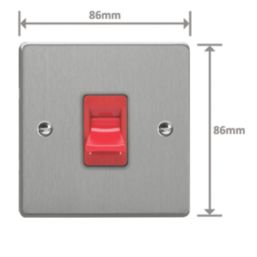 Varilight  45A 1-Gang 2-Pole Cooker Switch Brushed Steel