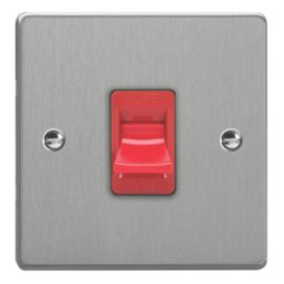 Varilight  45A 1-Gang 2-Pole Cooker Switch Brushed Steel