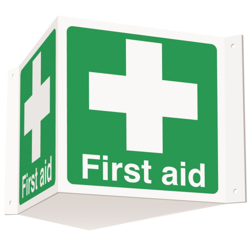 Essentials First Aid Projecting Sign (3D) 200mm x 400mm - Screwfix