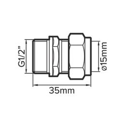 Flomasta  Brass Compression Adapting Male Coupler 15mm x 1/2"