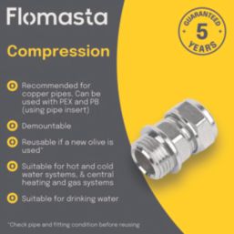 Flomasta  Brass Compression Adapting Male Coupler 15mm x 1/2"