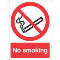 "No Smoking" Sign 210 x 148mm