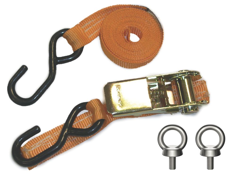 Van Guard Ratchet Tie-Down Strap with Hook & Eyebolts 2.5m x 25mm