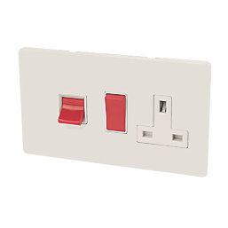 Varilight  45AX 3-Gang DP Cooker Switch & 13A DP Switched Socket Ice White  with White Inserts