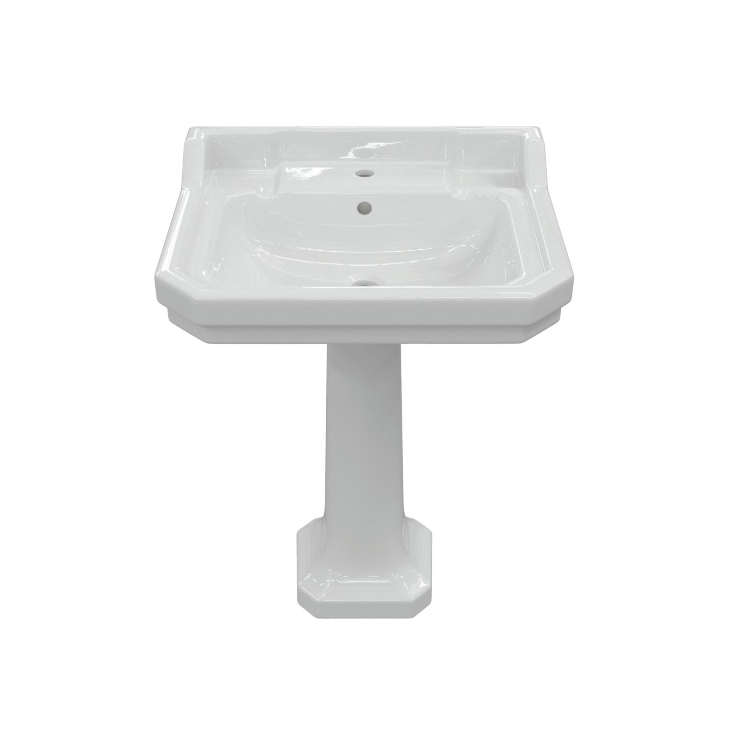 Traditional Basin with Pedestal 1 Tap Hole 600mm (671AE)