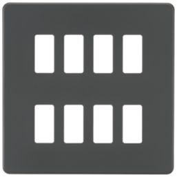 Knightsbridge  8-Module Grid Faceplate Anthracite