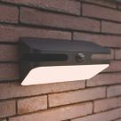 Lutec Aero Outdoor LED Solar Wall Light With PIR Sensor Black 940lm